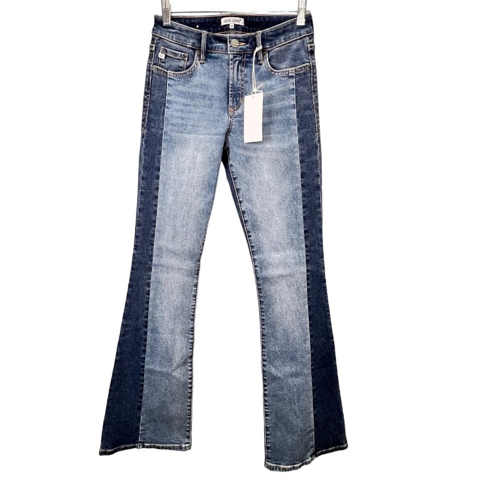 Dear John Rosa Flare Patchwork Jeans size 25 Panorama Blue Ombre NWT